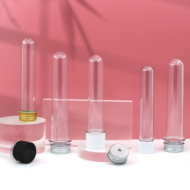 Bouteille cylindrique transparente en tube de bonbons pour aliments PET, 40 ml
